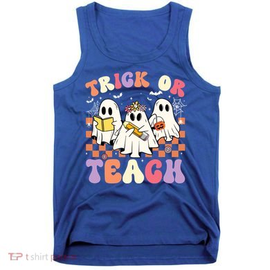 Teacher Halloween Ghost Trick Or Teach Retro Groovy Funny Gift Tank Top