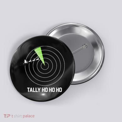 Tally Ho Ho Ho Air Traffic Controller Pilot Christmas Button