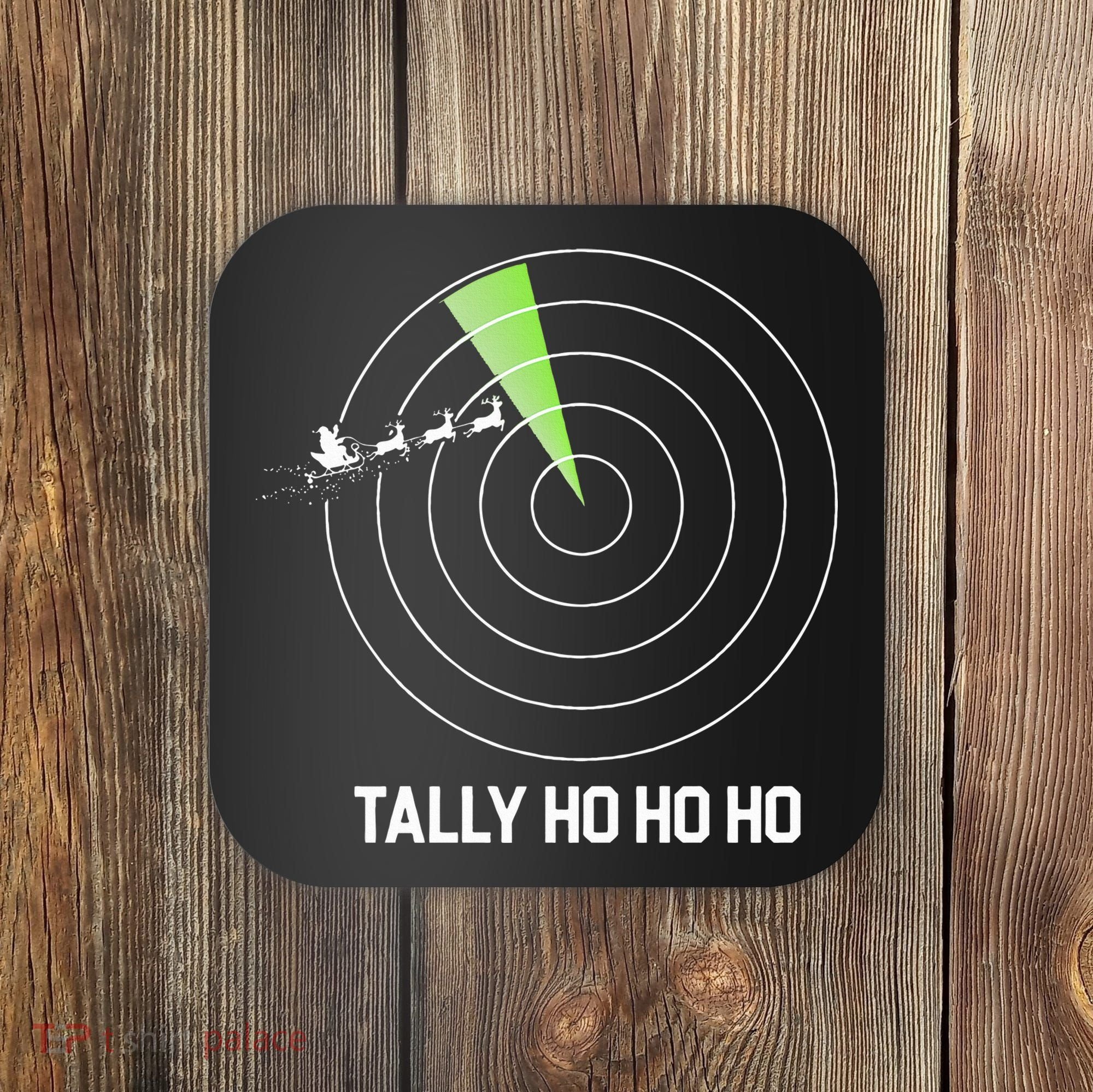 Tally Ho Ho Ho Air Traffic Controller Pilot Christmas Coaster