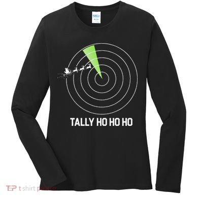 Tally Ho Ho Ho Air Traffic Controller Pilot Christmas Women's Long Sleeve Shirt