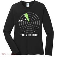 Tally Ho Ho Ho Air Traffic Controller Pilot Christmas Women's Long Sleeve Shirt thumb 0