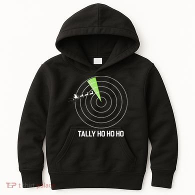 Tally Ho Ho Ho Air Traffic Controller Pilot Christmas Kids Hoodie