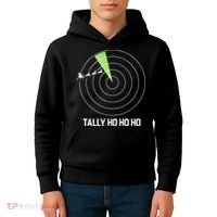 Tally Ho Ho Ho Air Traffic Controller Pilot Christmas Kids Hoodie thumb 4