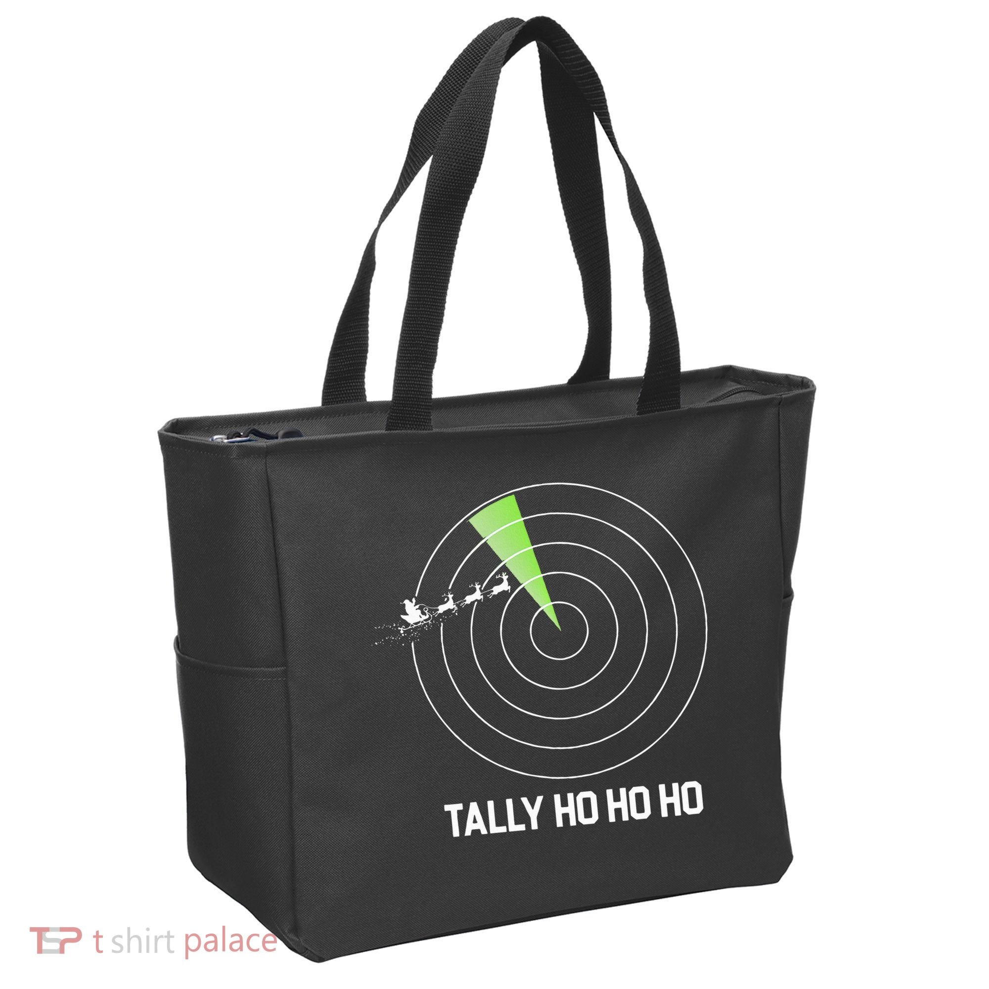 Tally Ho Ho Ho Air Traffic Controller Pilot Christmas Tote Bag