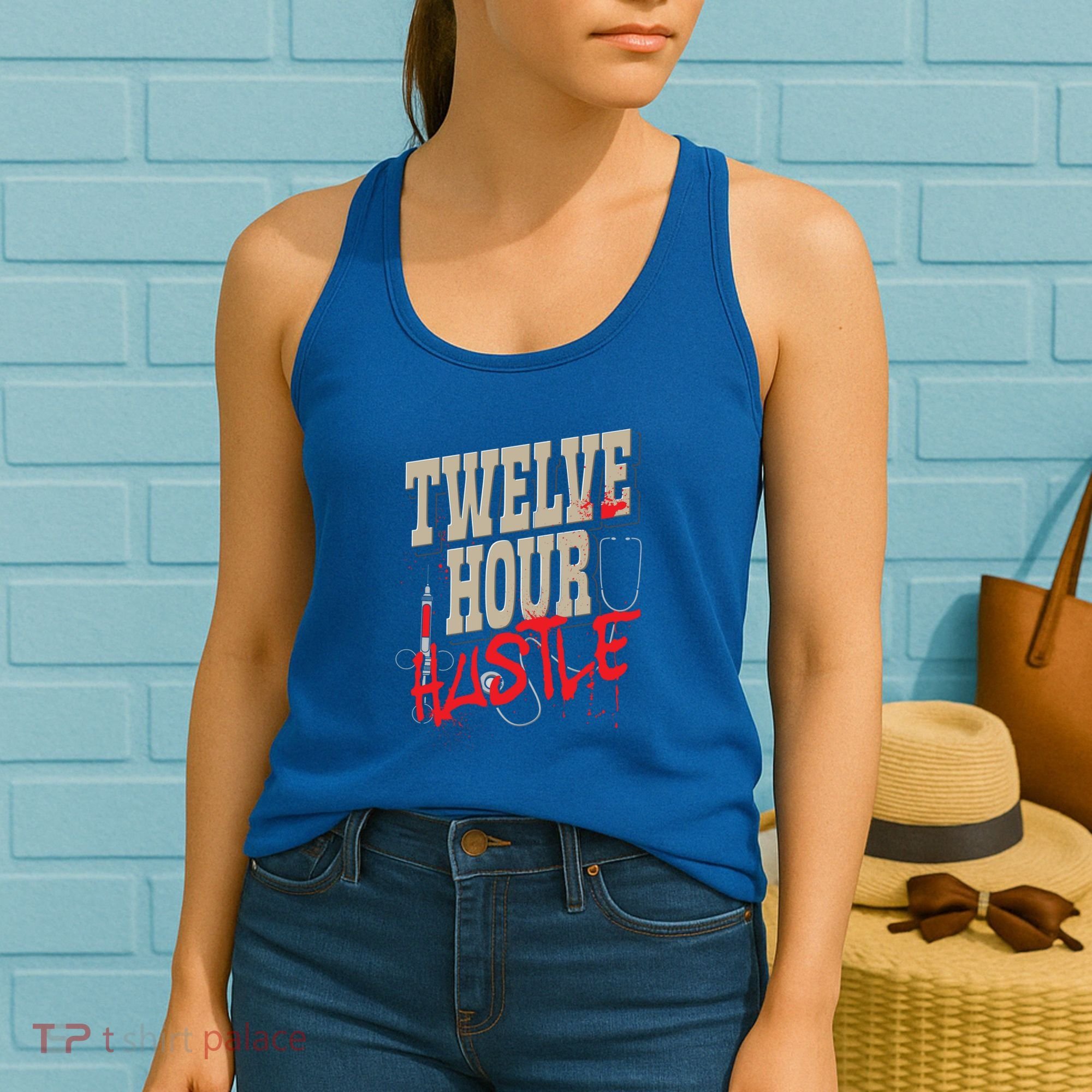 Twelve Hour Hustle Funny Nursing Medical Night Shift Nurse Gift Women's Tank Top