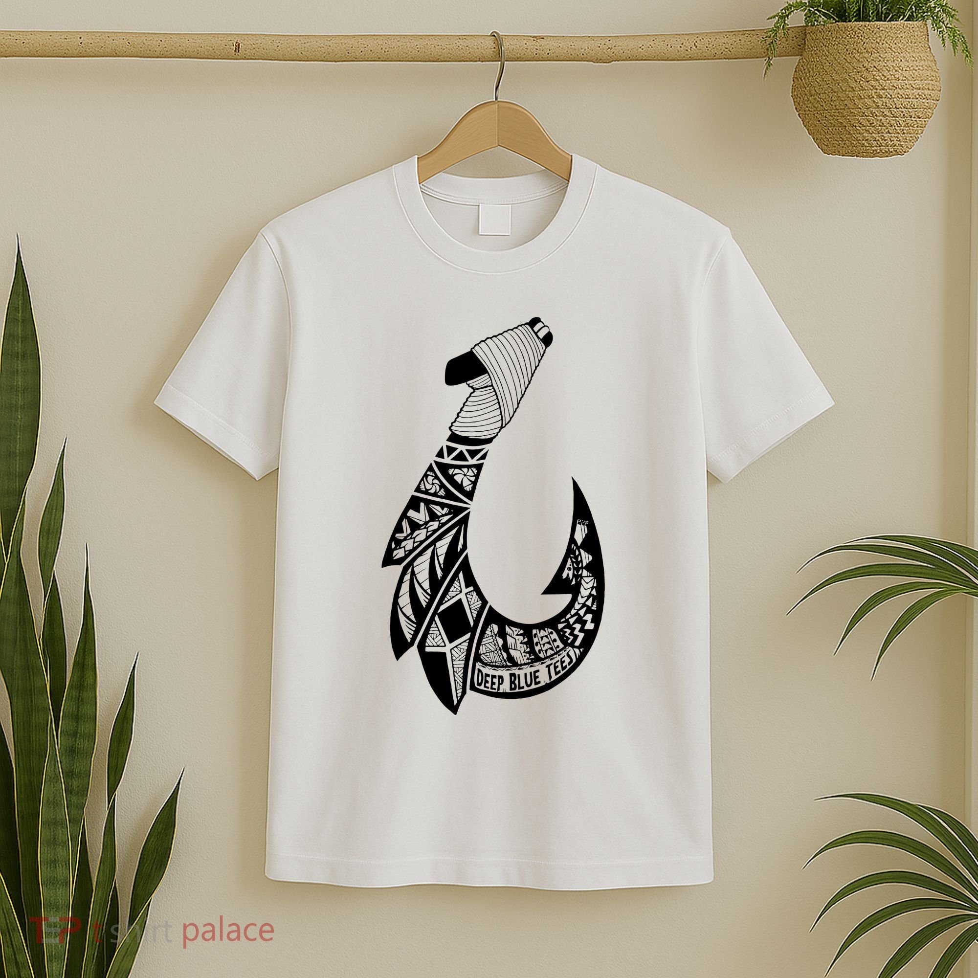 Tribal Hawaiian Hook Fishing T-Shirt