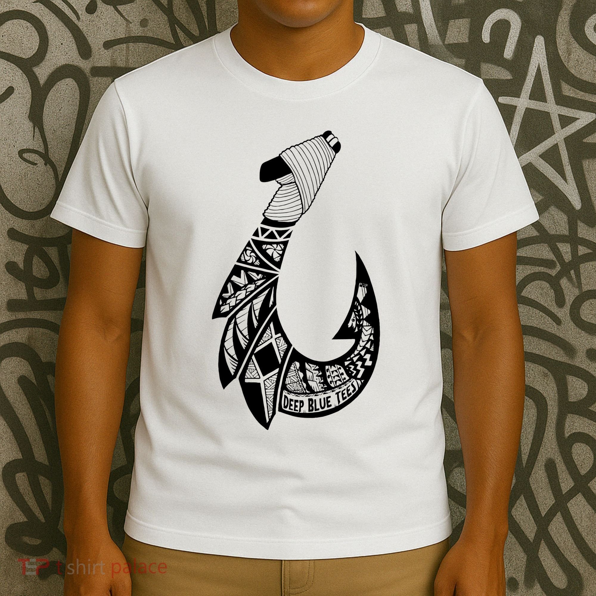 Tribal Hawaiian Hook Fishing T-Shirt