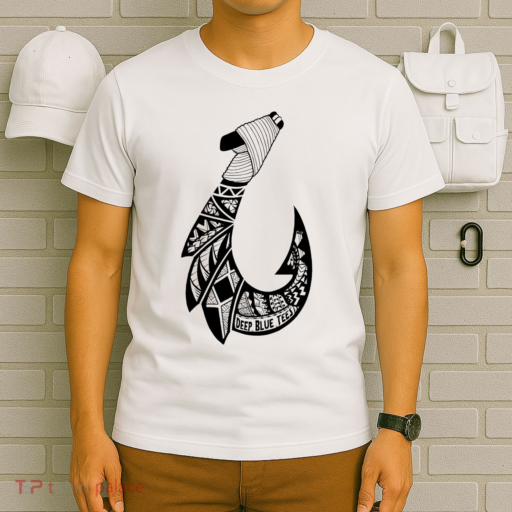 Tribal Hawaiian Hook Fishing T-Shirt