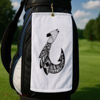 Tribal Hawaiian Hook Fishing Golf Towel thumb 2