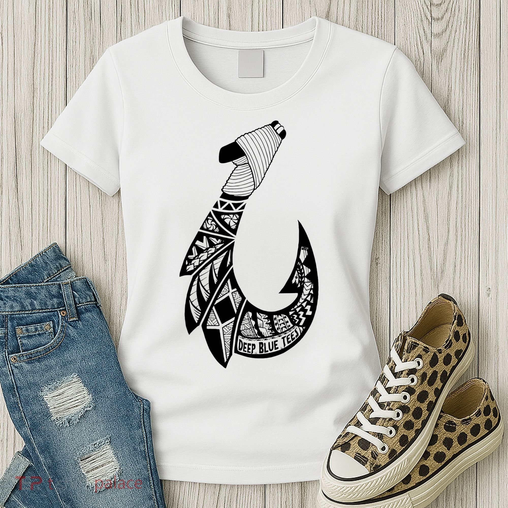 Tribal Hawaiian Hook Fishing Women's T-Shirt