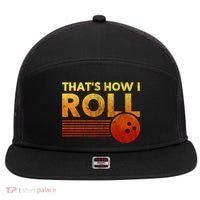 That's How I Roll Funny Distressed Bowling 7 Panel Mesh Trucker Snapback Hat thumb 0