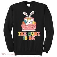 The Hunt Is On Easter Bunny Holiday Sweatshirt thumb 0
