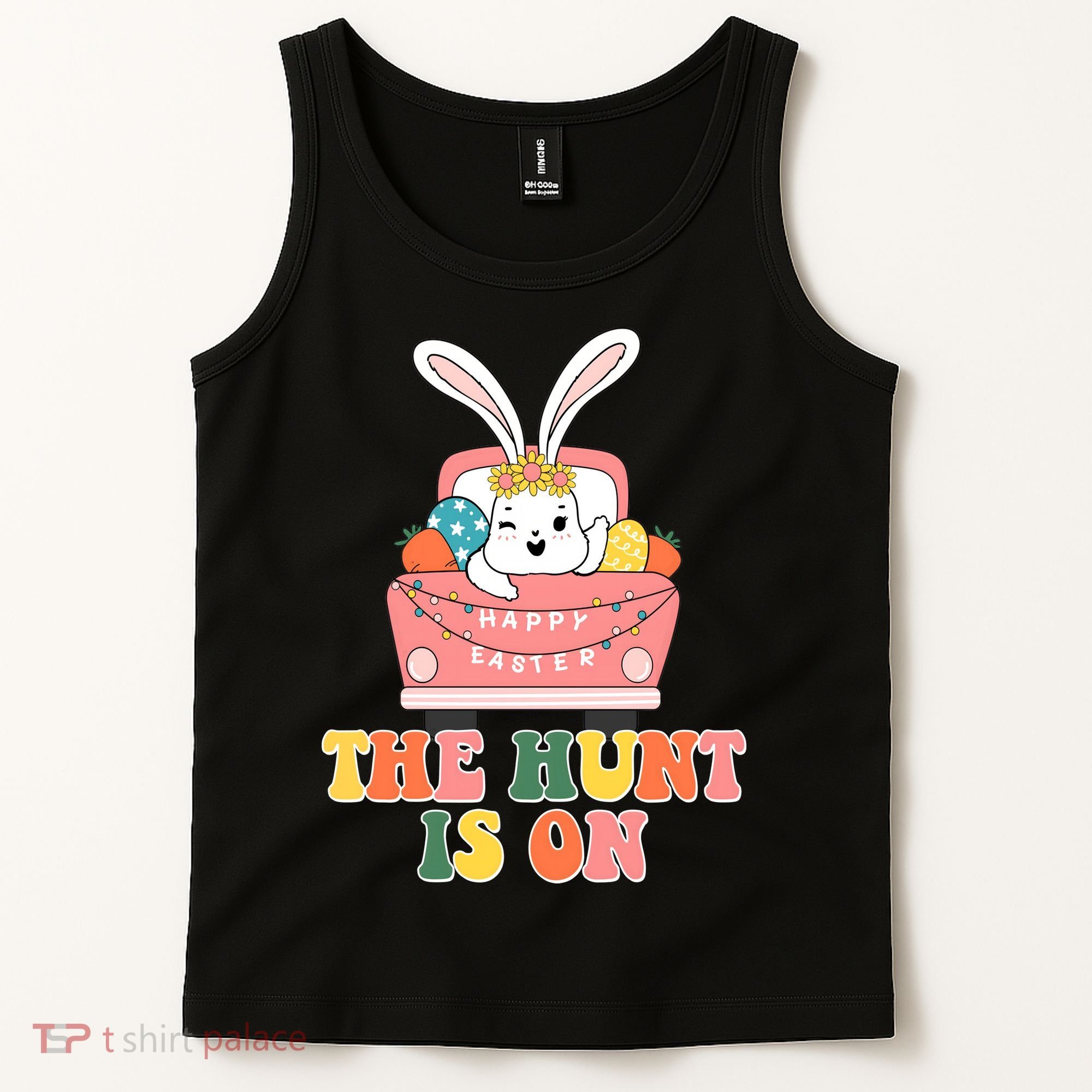 The Hunt Is On Easter Bunny Holiday Tank Top