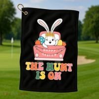 The Hunt Is On Easter Bunny Holiday Golf Towel thumb 1