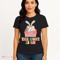 The Hunt Is On Easter Bunny Holiday Women's T-Shirt thumb 4