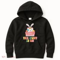 The Hunt Is On Easter Bunny Holiday Kids Hoodie thumb 0