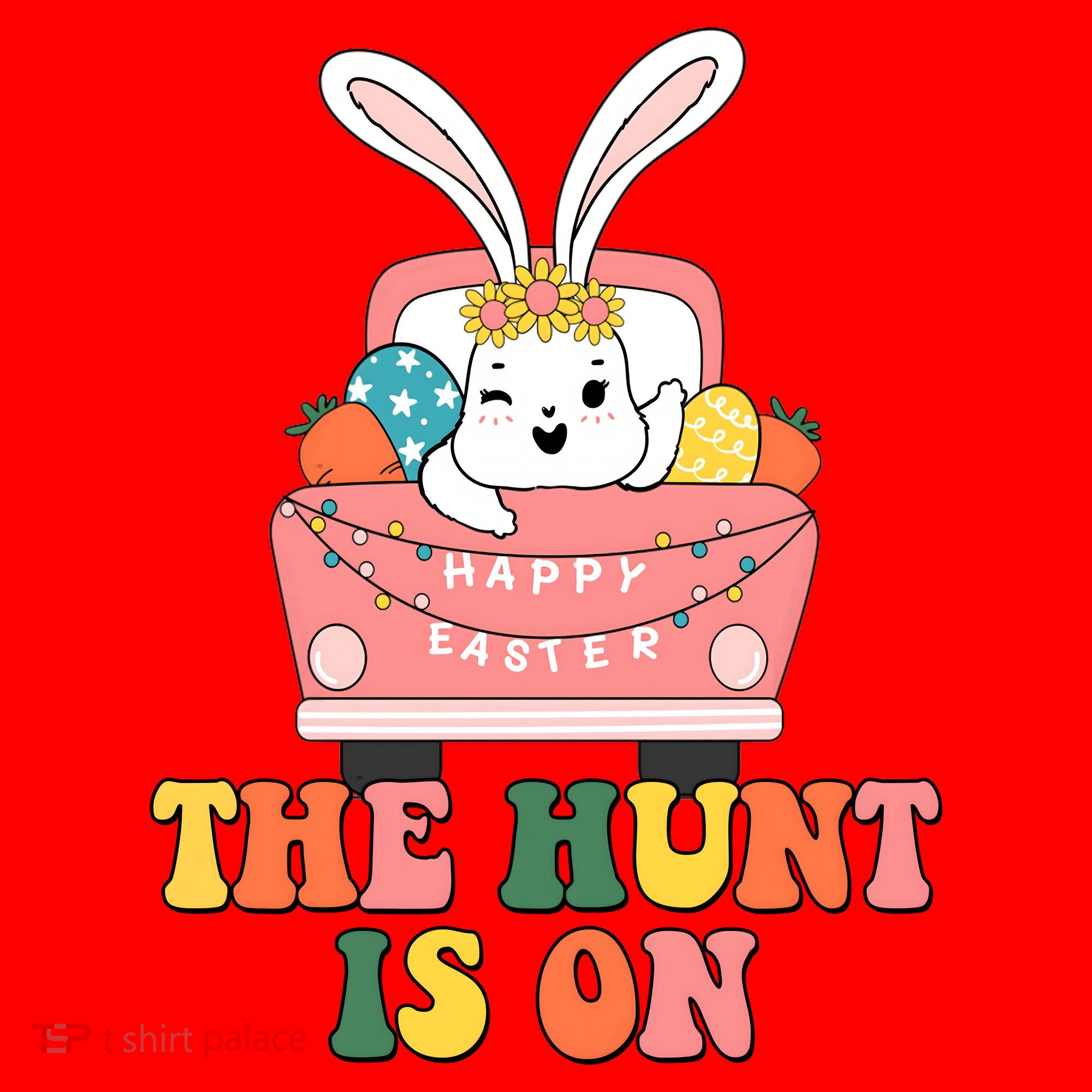 The Hunt Is On Easter Bunny Holiday Santa Hat