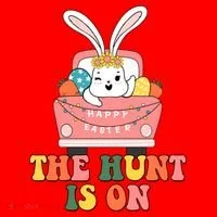 The Hunt Is On Easter Bunny Holiday Santa Hat thumb 1