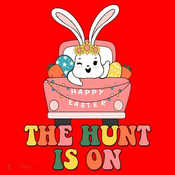 The Hunt Is On Easter Bunny Holiday Santa Hat