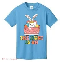 The Hunt Is On Easter Bunny Holiday Kids T-Shirt thumb 0