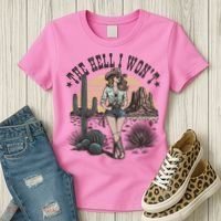 The Hell I WonT  Retro Western Cowgirl Women's T-Shirt thumb 3
