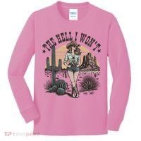 The Hell I WonT  Retro Western Cowgirl Kids Long Sleeve Shirt thumb 0
