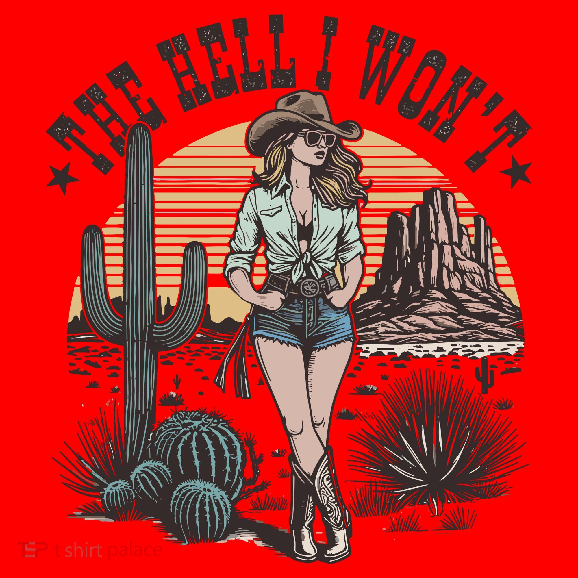 The Hell I WonT  Retro Western Cowgirl Santa Hat