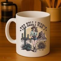 The Hell I WonT  Retro Western Cowgirl Coffee Mug thumb 4