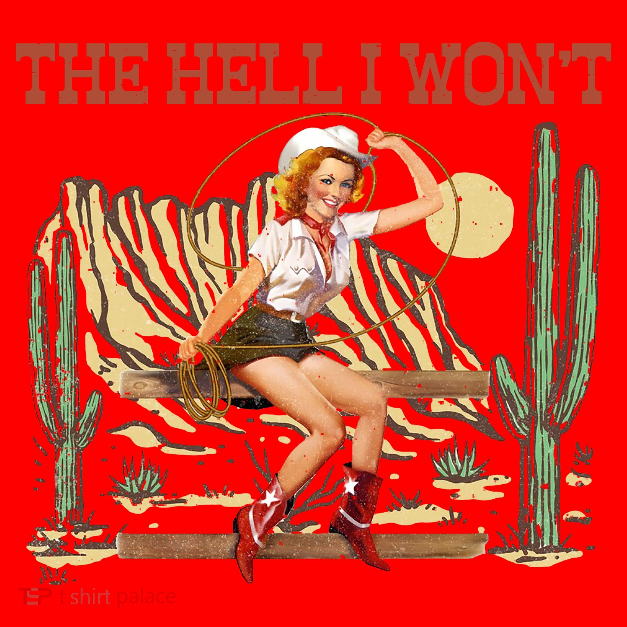 The Hell I WonT Retro Western Cowgirl Santa Hat