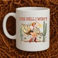The Hell I WonT Retro Western Cowgirl Coffee Mug thumb 2