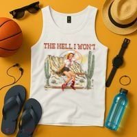 The Hell I WonT Retro Western Cowgirl Tank Top thumb 4