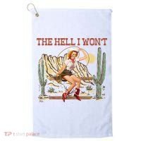 The Hell I WonT Retro Western Cowgirl Golf Towel thumb 0