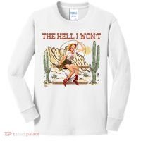 The Hell I WonT Retro Western Cowgirl Kids Long Sleeve Shirt thumb 0