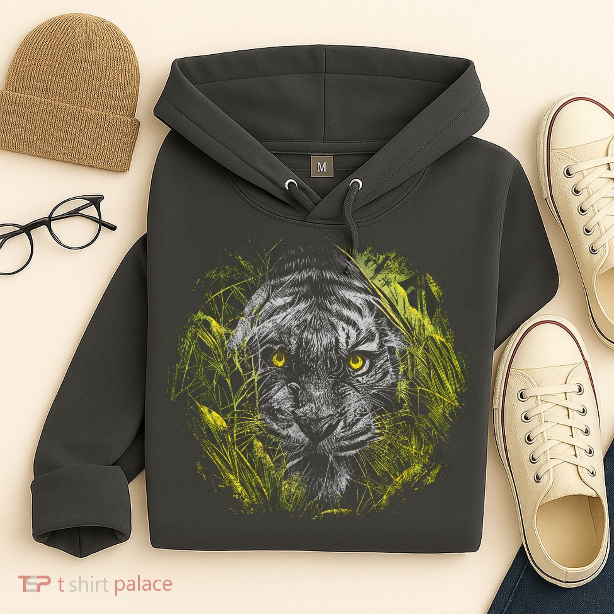 Tiger Hiding In The Grass Hoodie