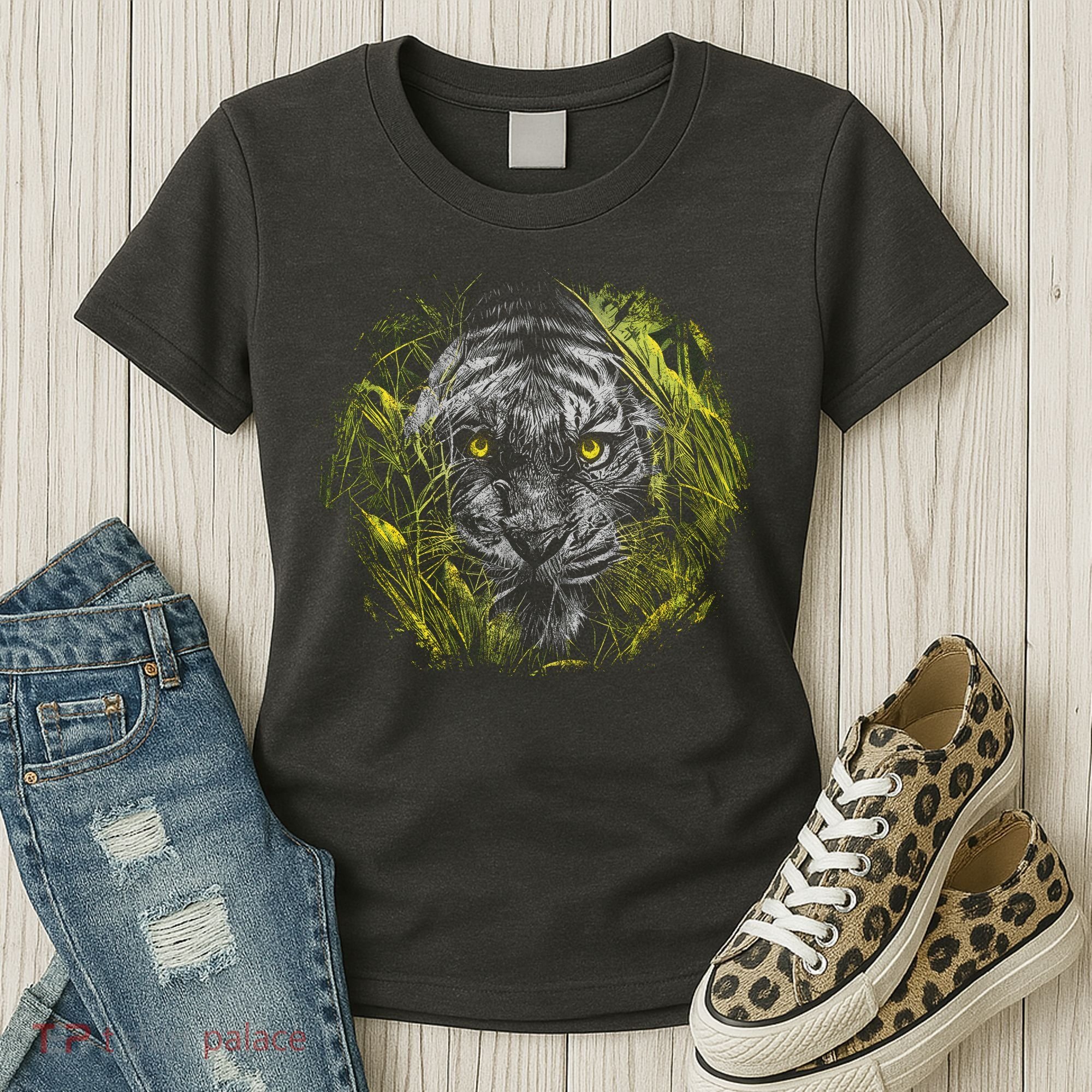 Tiger Hiding In The Grass Women's T-Shirt