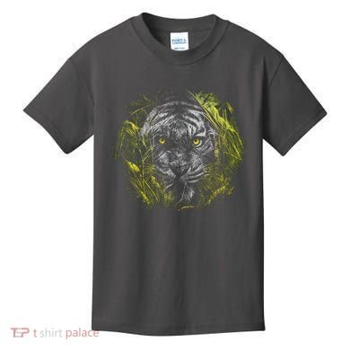 Tiger Hiding In The Grass Kids T-Shirt