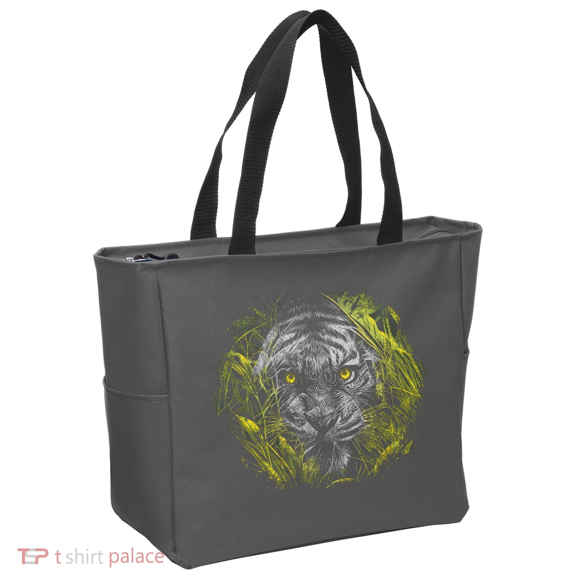 Tiger Hiding In The Grass Tote Bag