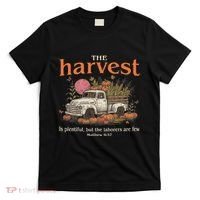 The Harvest Is Plentiful Christian Fall Autumn Vintage Truck T-Shirt thumb 0