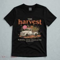 The Harvest Is Plentiful Christian Fall Autumn Vintage Truck T-Shirt thumb 5