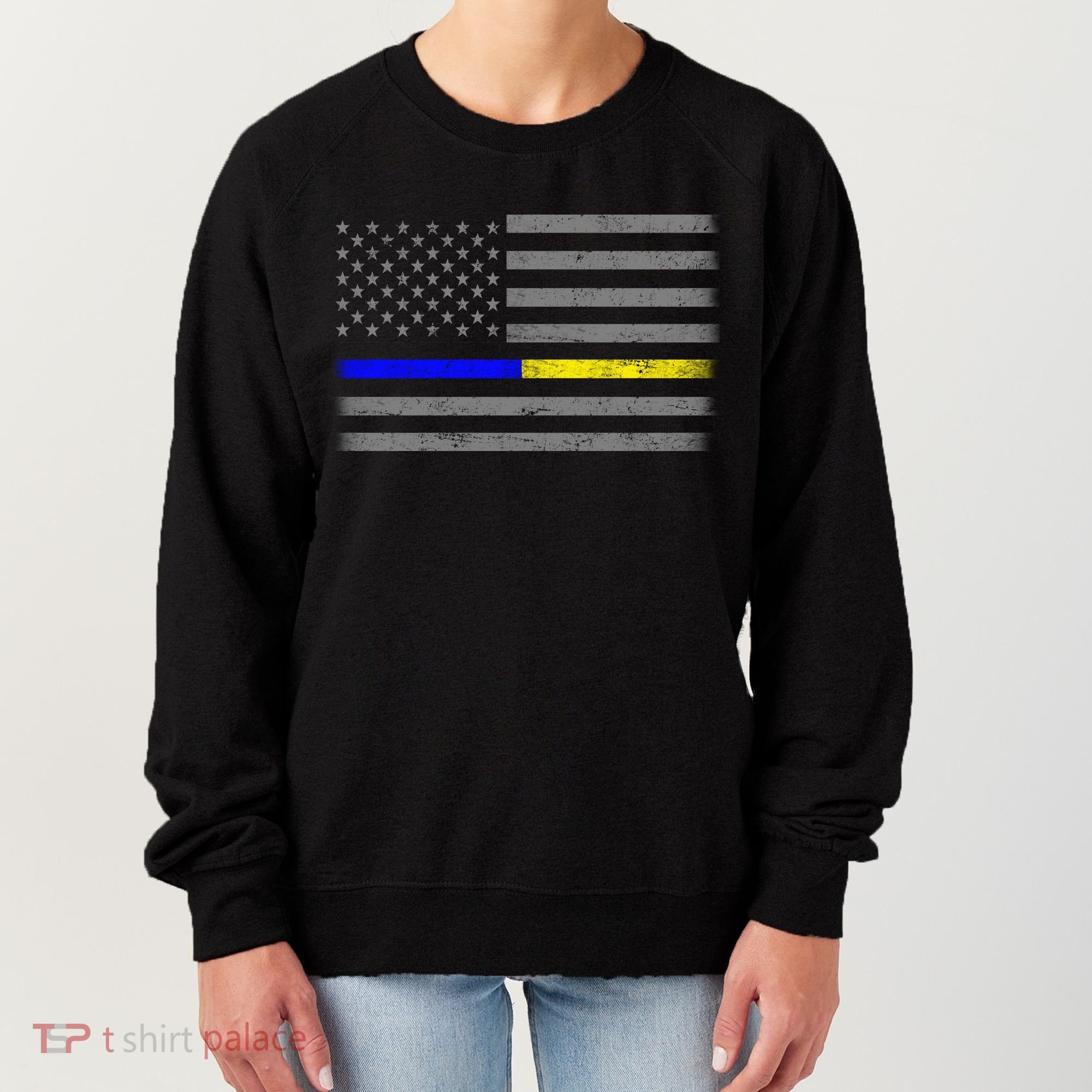 Thin Blue Gold Line Police Dispatcher Flag Women's Sweatshirt