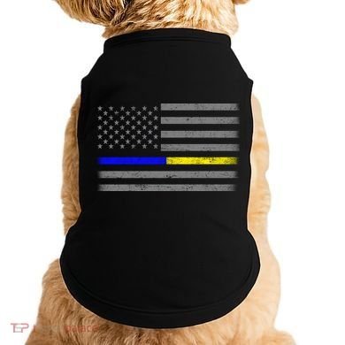 Thin Blue Gold Line Police Dispatcher Flag Doggie Tank