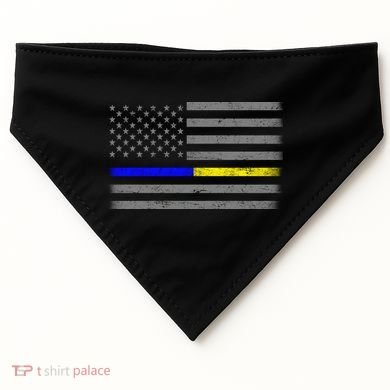 Thin Blue Gold Line Police Dispatcher Flag USA-Made Doggie Bandana