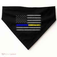 Thin Blue Gold Line Police Dispatcher Flag USA-Made Doggie Bandana thumb 0