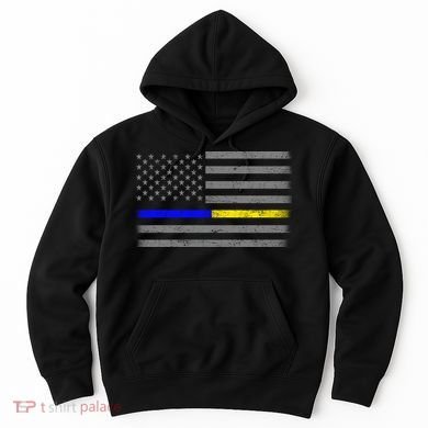Thin Blue Gold Line Police Dispatcher Flag Hoodie
