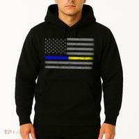 Thin Blue Gold Line Police Dispatcher Flag Hoodie thumb 2