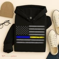 Thin Blue Gold Line Police Dispatcher Flag Hoodie thumb 4