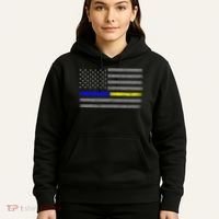 Thin Blue Gold Line Police Dispatcher Flag Hoodie thumb 5