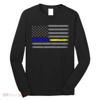 Thin Blue Gold Line Police Dispatcher Flag Long Sleeve Shirt thumb 0