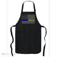 Thin Blue Gold Line Police Dispatcher Flag Apron thumb 0
