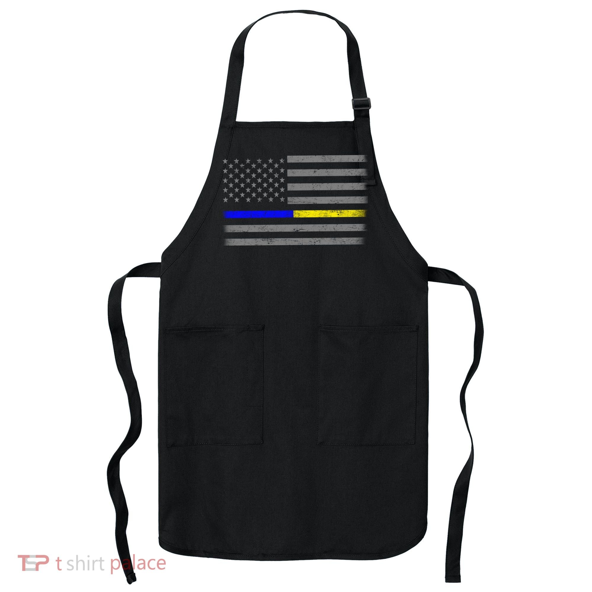 Thin Blue Gold Line Police Dispatcher Flag Apron